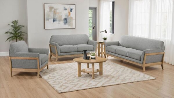Vaughn Fabric Upholstered Flared Arm Sofa Grey