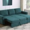 Samantha Upholstered Storage Sleeper Sectional Sofa Teal