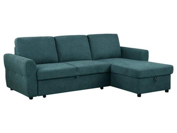 Samantha Upholstered Storage Sleeper Sectional Sofa Teal