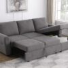 Samantha Upholstered Storage Sleeper Sectional Sofa Grey