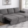 Samantha Upholstered Storage Sleeper Sectional Sofa Grey