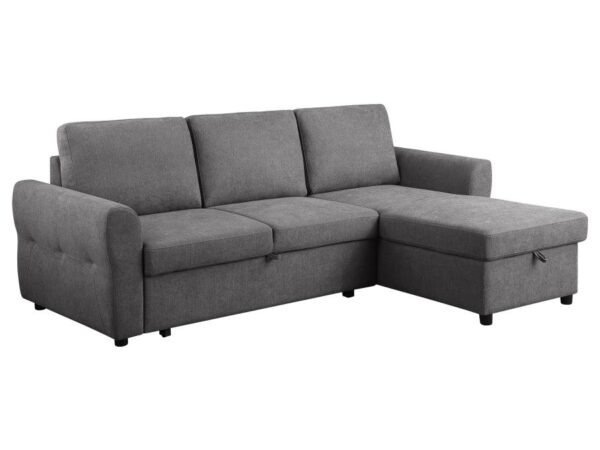Samantha Upholstered Storage Sleeper Sectional Sofa Grey