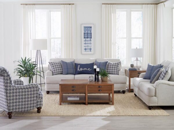Glenn 3-piece Upholstered Sofa Set Light Grey and Blue