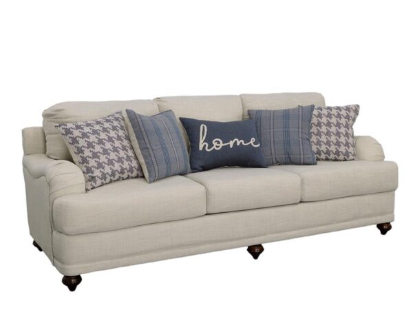 Glenn Upholstered English Arm Sofa Light Grey and Blue