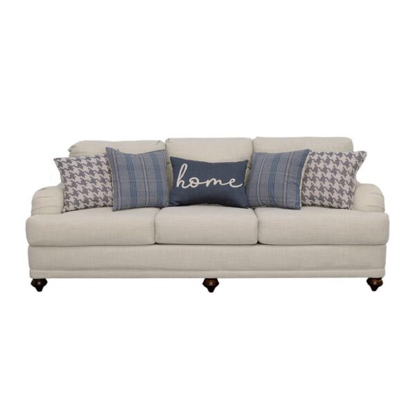 Glenn Upholstered English Arm Sofa Light Grey and Blue