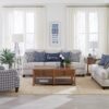 Glenn Upholstered English Arm Sofa Light Grey and Blue