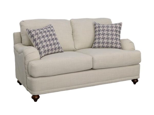 Glenn Upholstered English Arm Loveseat Light Grey and Blue