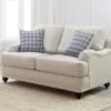 Glenn Upholstered English Arm Loveseat Light Grey and Blue