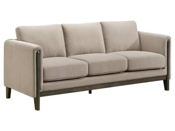 Islington Fabric Upholstered Panel Arm Sofa Taupe