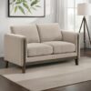 Islington Fabric Upholstered Panel Arm Loveseat Taupe