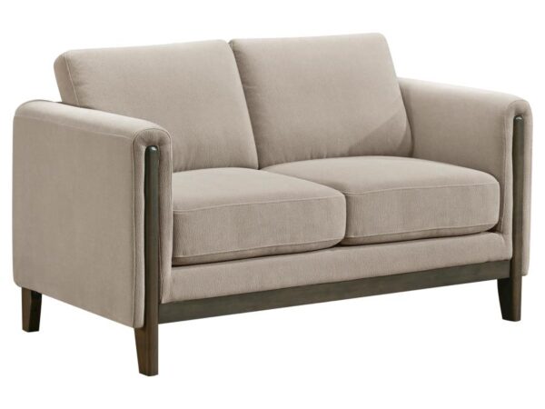 Islington Fabric Upholstered Panel Arm Loveseat Taupe