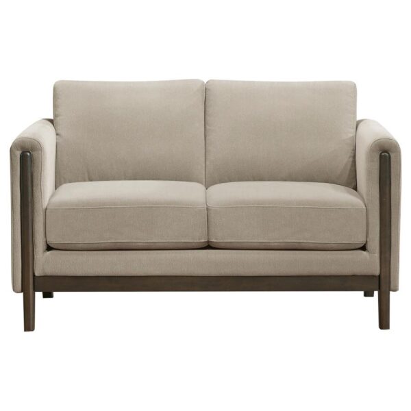 Islington Fabric Upholstered Panel Arm Loveseat Taupe