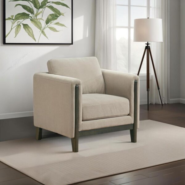 Islington Fabric Upholstered Panel Arm Accent Chair Taupe
