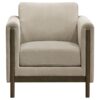 Islington Fabric Upholstered Panel Arm Accent Chair Taupe