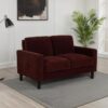 Ruth Fabric Upholstered Track Arm Loveseat Rust Red