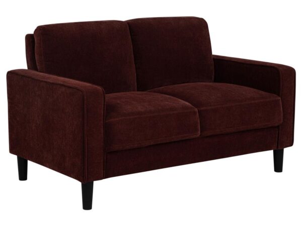 Ruth Fabric Upholstered Track Arm Loveseat Rust Red