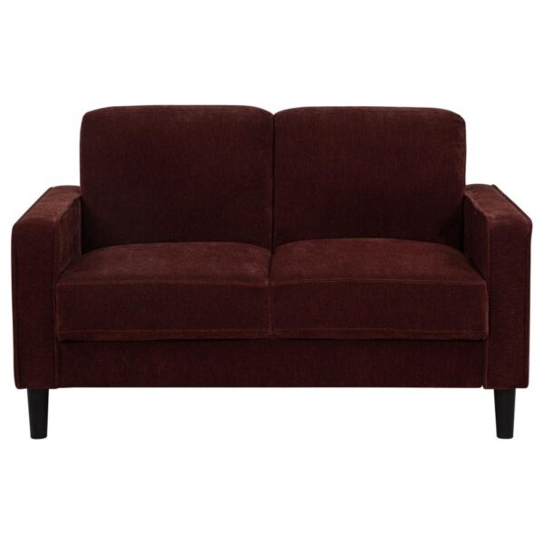 Ruth Fabric Upholstered Track Arm Loveseat Rust Red