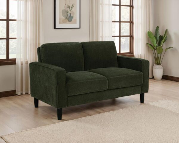 Ruth Fabric Upholstered Track Arm Loveseat Matcha Green