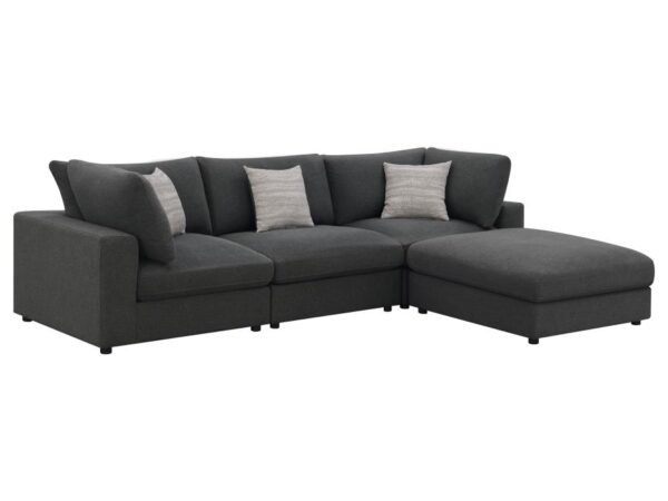 Serene 4-piece Upholstered Modular Sectional Sofa Charcoal