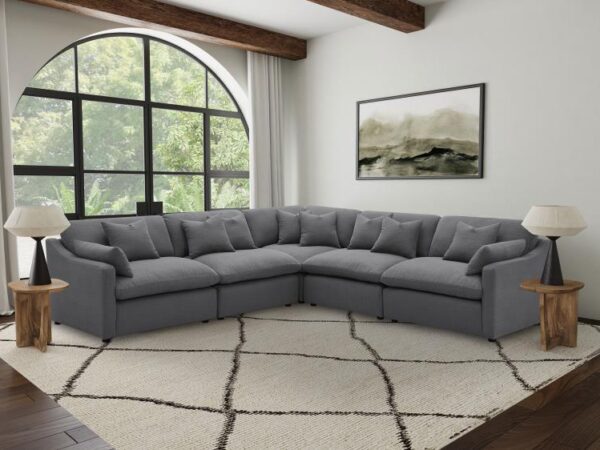 Hobson 5-piece Upholstered Modular Sectional Sofa Charcoal