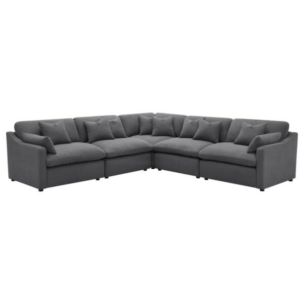 Hobson 5-piece Upholstered Modular Sectional Sofa Charcoal