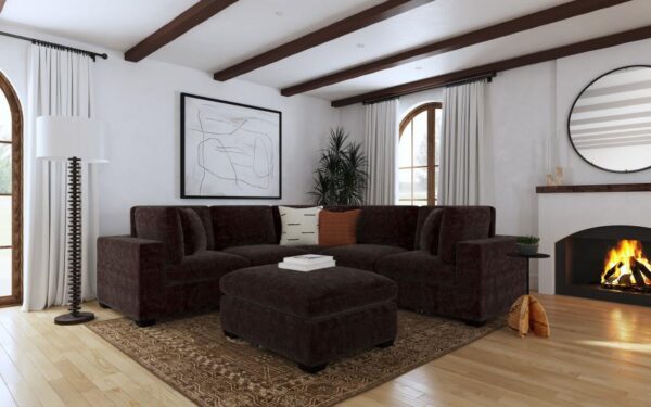 Lakeview 6-piece Upholstered Modular Sectional Chocolate