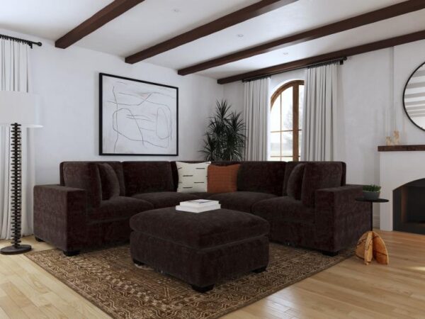 Lakeview 6-piece Upholstered Modular Sectional Chocolate