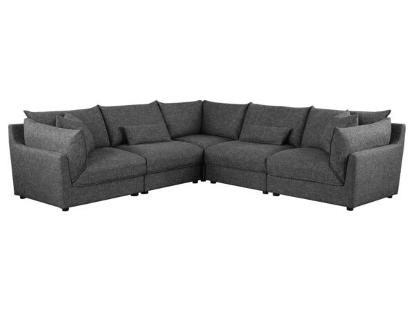 Sasha 5-piece Upholstered Modular Sectional Barely Black