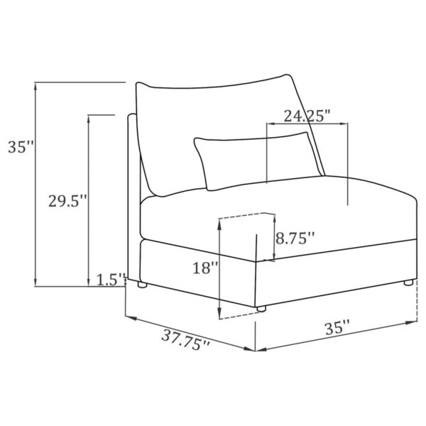 Sasha Upholstered Armless Chair Barely Black