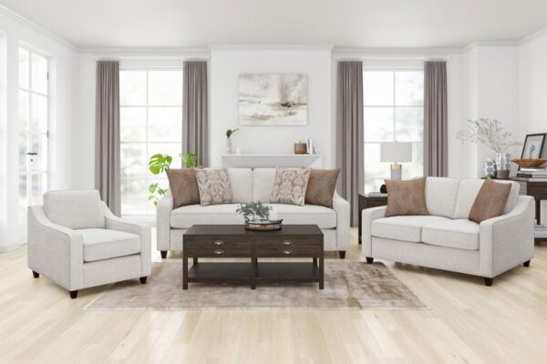 Christine 3-piece Upholstered Sloped Arm Sofa Set Beige