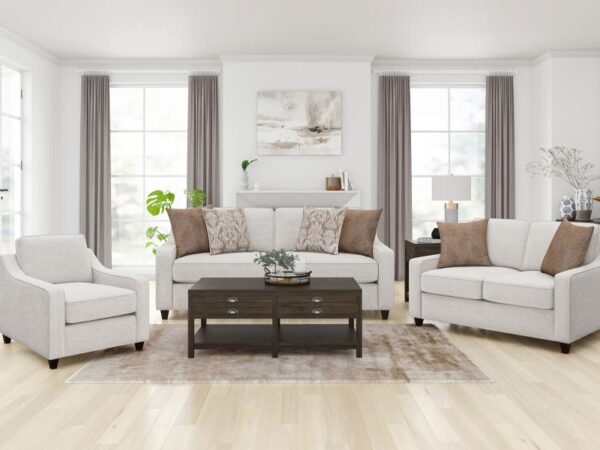 Christine 3-piece Upholstered Sloped Arm Sofa Set Beige