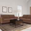 Selma Velvet Upholstered Crescent Arm Sofa Rust
