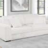 Jacana Corduroy Upholstered Dual Power Chaise Sofa Ivory