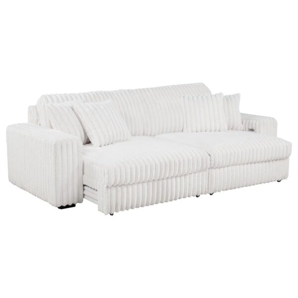 Jacana Corduroy Upholstered Dual Power Chaise Sofa Ivory