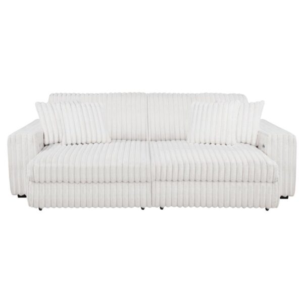 Jacana Corduroy Upholstered Dual Power Chaise Sofa Ivory