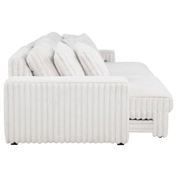 Jacana Corduroy Upholstered Dual Power Chaise Sofa Ivory