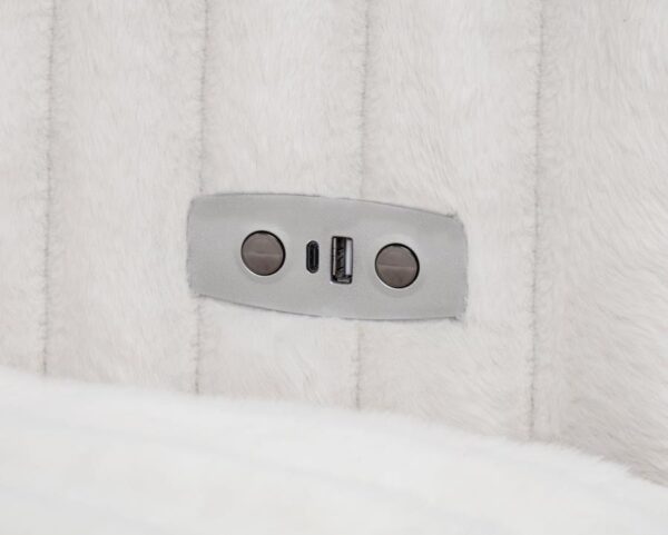 Jacana Corduroy Upholstered Dual Power Chaise Sofa Ivory