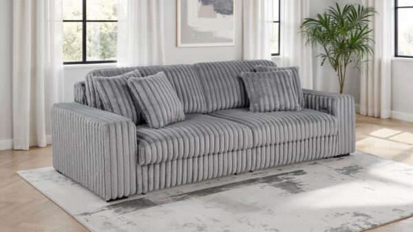 Jacana Corduroy Upholstered Dual Power Chaise Sofa Grey