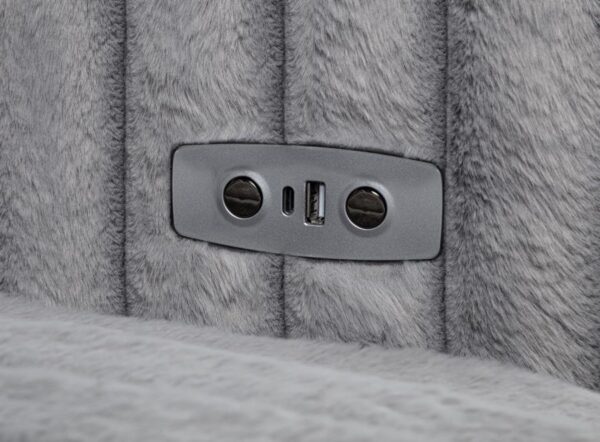 Jacana Corduroy Upholstered Dual Power Chaise Sofa Grey