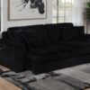 Jacana Corduroy Upholstered Dual Power Chaise Sofa Black