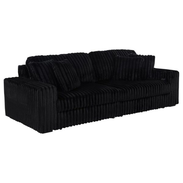 Jacana Corduroy Upholstered Dual Power Chaise Sofa Black