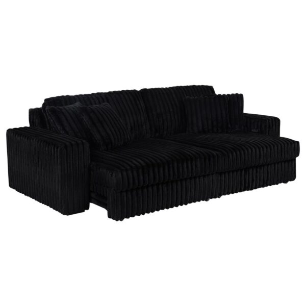 Jacana Corduroy Upholstered Dual Power Chaise Sofa Black