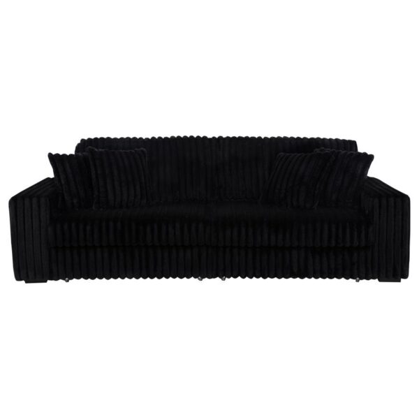 Jacana Corduroy Upholstered Dual Power Chaise Sofa Black