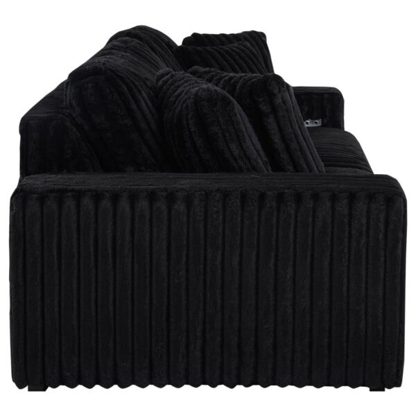 Jacana Corduroy Upholstered Dual Power Chaise Sofa Black