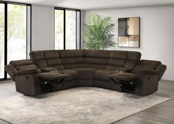 Atkinson Upholstered Reclining Sectional Sofa Chocolate