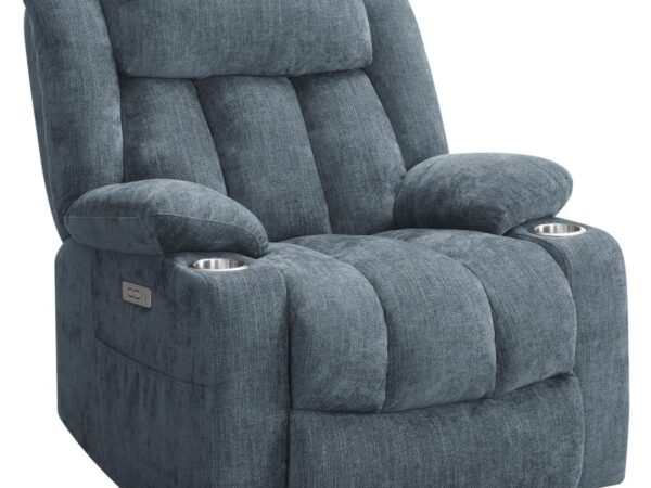 Houston Upholstered Power Lift Recliner Slate Blue