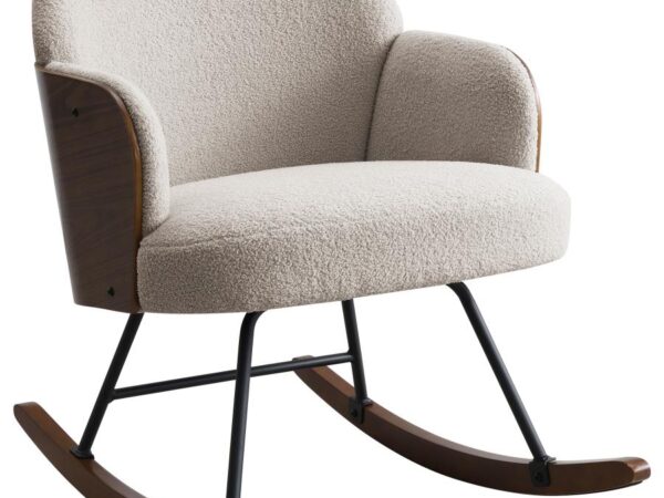 Paige Boucle Upholstered Mid Back Rocking Chair Beige