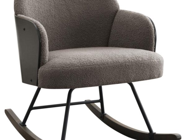 Paige Boucle Upholstered Mid Back Rocking Chair Taupe