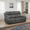 Raelynn Upholstered Track Arm Motion Sofa Grey