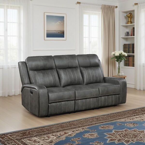 Raelynn Upholstered Track Arm Motion Sofa Grey